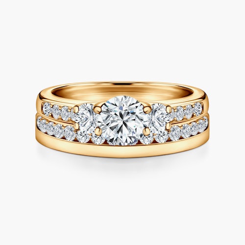Obrączki Dream: złote, diamenty laboratoryjne, płaskie, 3 mm